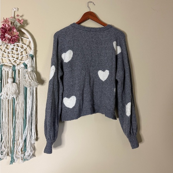 Madewell Heart Dot Balloon Sleeves Pullover Sweater Gray Size Medium - Picture 3 of 6